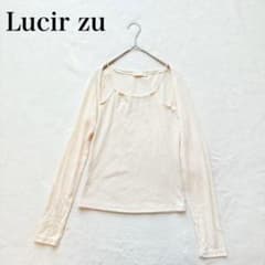 [Lucille's] Long-sleeved ribbed top (F) Mixed material, sheer sleeve cut and sew