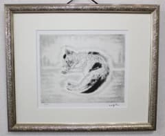 藤田嗣治 リトグラフ 猫十態より「眠る猫」 100部限定 12/100 - メルカリ