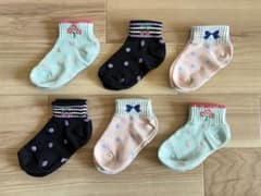 キッズ 靴下 6足セット 花柄 ドット リボン メッシュ靴下 まとめ売り 女の子 - 3