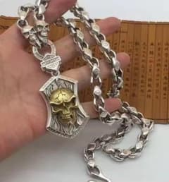 Harley-Davidson風スカルネックレスシルバー925刻印ヴィンテージ