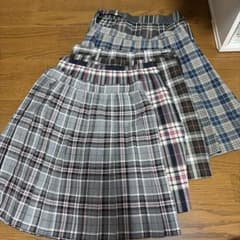チェック柄 プリーツスカート グレー　4枚セットのサムネイル