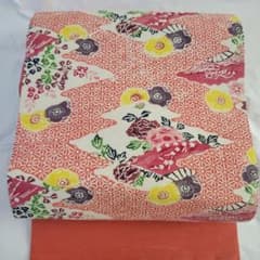 本場琉球紅型 正絹 牡丹 古琉球紅型 扇 扇子 梅 麻の葉 名古屋帯 