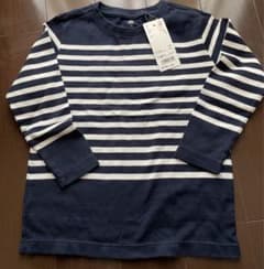 新品！春のお出かけに！紺色・白ボーダー 長袖子供用トップス サイズ110のサムネイル
