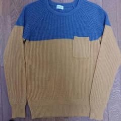 Mサイズオレンジ×グレーのセーターのサムネイル