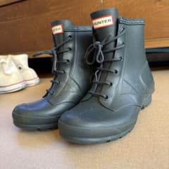 HUNTER キッズ レースアップレインブーツ 紺　約19cm uk13 長靴のサムネイル