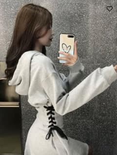 Belchic コルセットジャージワンピース グレー