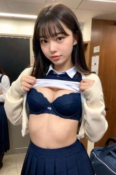 AI美少女 グラビア A4ポスター 紺色ブラジャーのサムネイル