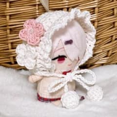 10㎝ ちびぐるみ にじぱぺ ぬい服 着ぐるみ お花付きボンネット 白