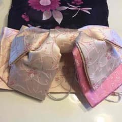 浴衣 作り帯 ベージュ ピンク 桜刺繍のサムネイル