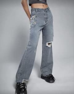 ダメージジーンズ　星