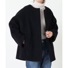 IENA ノーカラービーバーショートコート ネイビー 38 - メルカリ