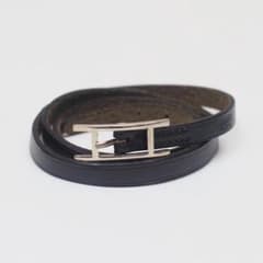 ソプラノ様 美品 エルメス アピ ブラックレザー Hロゴ シルバー金具 ブレスレ ソプラノ様 美品 エルメス アピ ブラックレザー Hロゴ シルバー金具