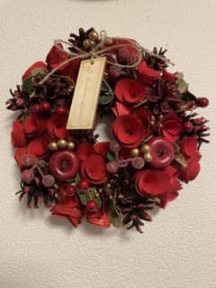 赤いクリスマスリース 直径約24cmのサムネイル
