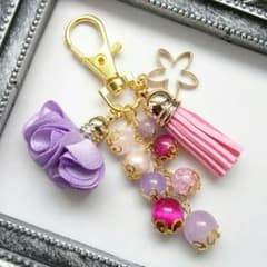 350♡ラベンダーアメジスト×ピンクタイガーアイ♡バッグチャームのサムネイル