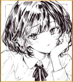 010】手描き オリジナルイラスト 原画 色紙 アナログイラスト 女の子