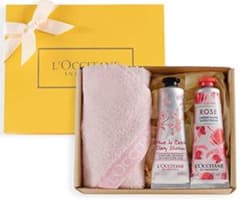 ロクシタンハンドクリーム&ハンドタオルギフトBOX 不織布とリボン付きのサムネイル