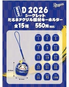 中日ドラゴンズ　勝利時限定 シークレットダルマキーホルダー　岡林勇希のサムネイル