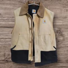 Carhartt ベージュ 黒 ダック生地 ベストのサムネイル