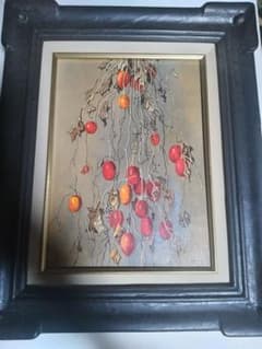 高島野十郎、絵画、油彩F0号、蝋燭、肉筆、新品額縁、鴨居玲、佐伯祐三。 高島野十郎、絵画、油彩4Fからすうり、肉筆、高級額縁、鴨居玲、佐伯