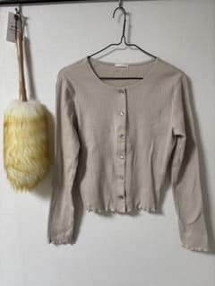 【美品】GU リブメローカーディガン ベージュ　Mのサムネイル