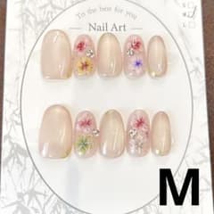 マグネットキラキラ ゴールド フラワー ショート花デザイン ネイル