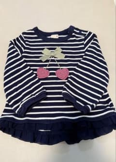 petit main ボーダー長袖カットソー　チェリー 90cm