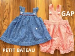 PETIT BATEAU ワンピース＆GAPサロペット 2点セットのサムネイル
