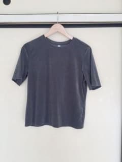 GU ベロア調 半袖 Tシャツ グレー XLのサムネイル