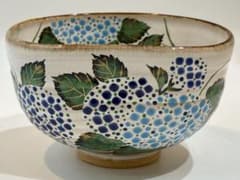 茶道具 灰釉紫陽花茶椀 紫陽花 良二 抹茶椀 共箱 - メルカリ