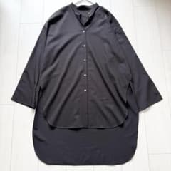美品✨ルフィル バンドカラー フレアスリーブ ロングシャツブラウス 