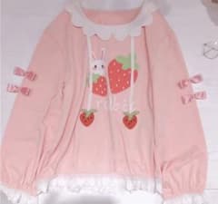 うさぎ いちご トレーナー スウェット フリル襟 リボンのサムネイル
