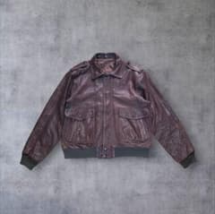 ユーロvintage A2 レザーブルゾン 80s90s ボックスシルエット本革