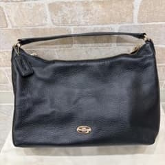 COACH ブラック ペプルドレザー　ハンドバッグ　コーチのサムネイル