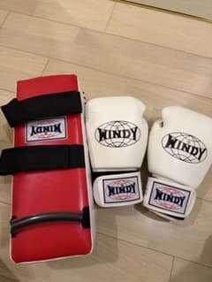 WINDY ボクシンググローブ キックミット　シンガードセット　週末限定値引き‼️ WINDY ボクシンググローブ 8oz ミット付き キックミット - メルカリ