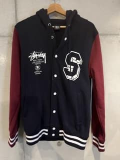 【美品】Stussy フード付きパーカー ネイビー/バーガンディのサムネイル
