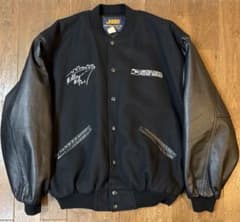 90s USPS メルトン×レザー 黒 L スタジアムジャケット スタジャン