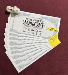 や台ずしグループ　ヨシックス　20%OFF 株主優待お食事券　9枚　②のサムネイル