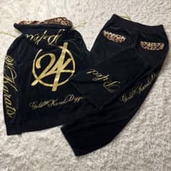 美品 レア品✨ 24karats ベロア セットアップ 豹柄 レオパード 黒 金