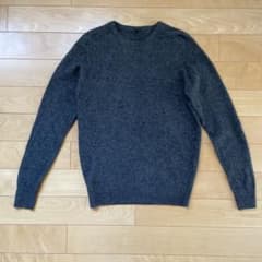 無印良品 ウール50% ヤク50% クルーネックセーター ダークグレー Ｌのサムネイル