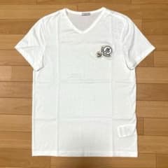 人気☆ モンクレール ホワイト Tシャツ S ワッペン ダブルロゴ 4S22 