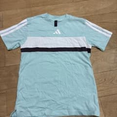 adidas 水色 ストライプ Tシャツ 140のサムネイル
