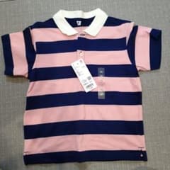 UNIQLO キッズ ドライカノコ ボーダーポロシャツ 110cmのサムネイル