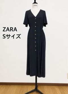 ZARA Vネックワンピース ブラック Sサイズ　未使用のサムネイル