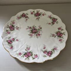 英国アンティーク エインズレイ グロットローズ 皿 ピンク バラ 22cm