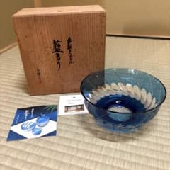 週末セール❗️切子ガラス抹茶碗 藍るり KAGAMI CRYSTAL製 - メルカリ
