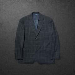 USA製90sポロラルフローレンウィンドペンチェックテーラードジャケットグレー