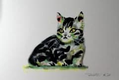 子猫 猫 猫の絵 絵 絵画 一点物 原画 アート ドローイング イラスト