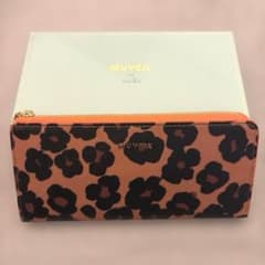 新品未使用 MUVEIL 花柄レオパード柄 長財布 ブラウン×オレンジ