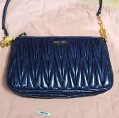 miu miu ミュウミュウ マテラッセ ショルダーバッグ ネイビー Y2K 