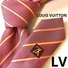 LOUIS VUITTON 光沢ストライプ柄 レッド 肉厚シルクネクタイ - メルカリ